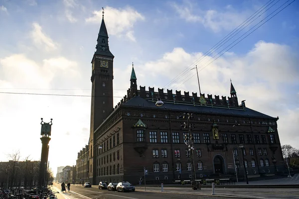 Blick Auf Das Rathaus Und Die Lur Gebläsesäule Kopenhagen Dänemark — Stockfoto