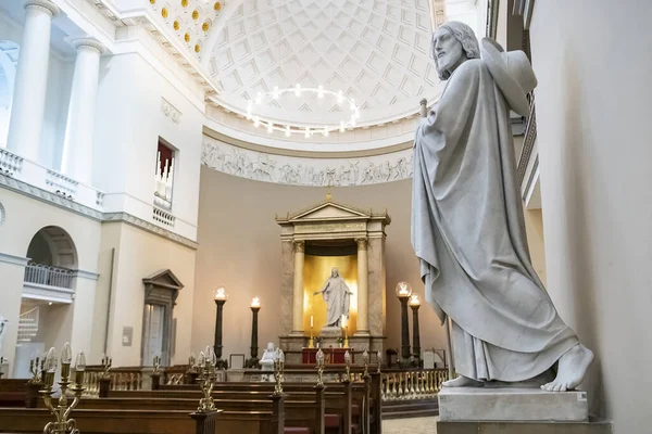 Interior Iglesia Nuestra Señora Catedral Copenhague Copenhague Dinamarca Esculturas Mármol — Foto de Stock