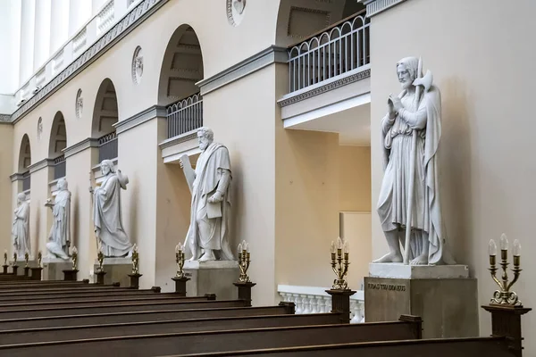 Wnętrze Kościoła Matki Bożej Lub Kopenhagi Kopenhaga Dania Marmurowe Rzeźby — Zdjęcie stockowe