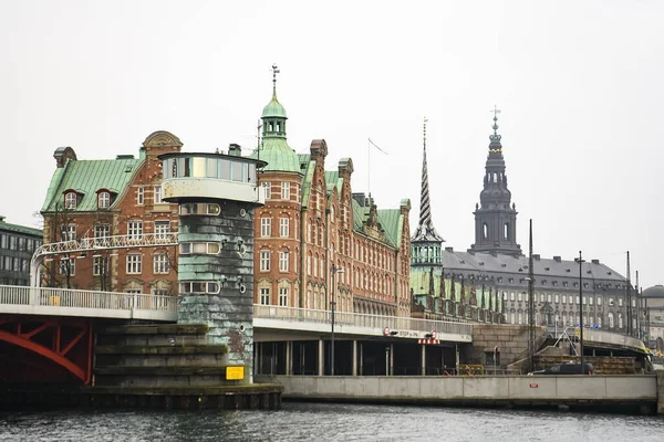 Vista Puente Basculante Knippels Palacio Christiansborg Copenhague Dinamarca — Foto de Stock