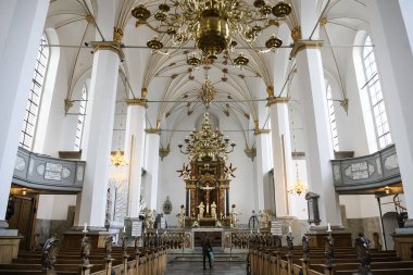Kopenhag, Danimarka 'daki Trinitatis' in İçi Kirke Kutsal Üçleme Kilisesi.