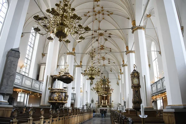 Wnętrze Kościoła Trinitatis Kirke Holy Trinity Kopenhadze Dania — Zdjęcie stockowe