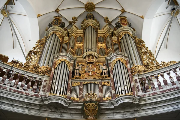 Интерьер Церкви Святой Троицы Копенгагене Дания Музыкальный Орган — стоковое фото