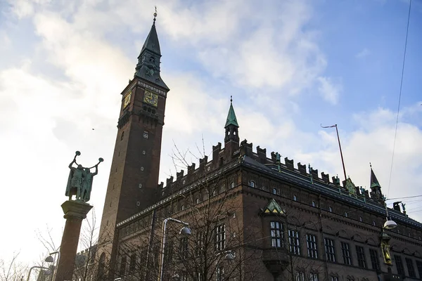 Blick Auf Das Rathaus Und Die Lur Gebläsesäule Kopenhagen Dänemark — Stockfoto