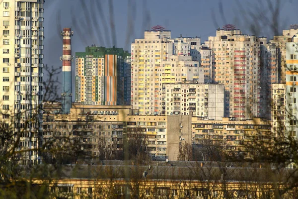 Vista Para Kyiv Distrito Com Arranha Céus Edifícios Multi Apartamento — Fotografia de Stock