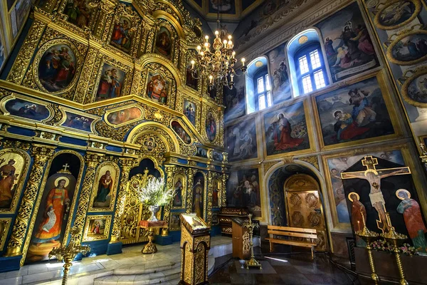 Interior Catedral Cúpula Dourada São Miguel Com Altar Fragmentos Afrescos — Fotografia de Stock