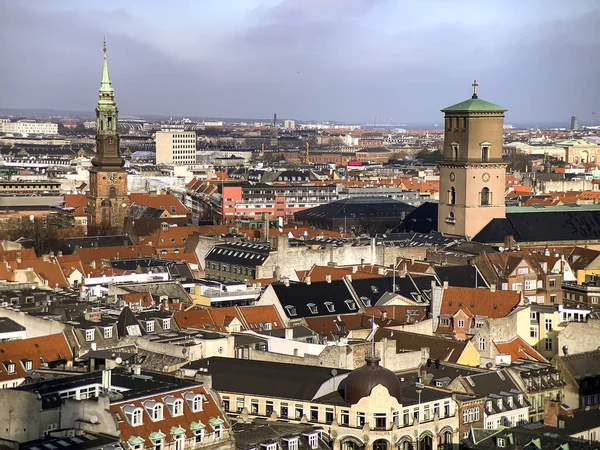 Vista Panorámica Copenhague Desde Cima Torre Del Ayuntamiento Copenhague Copenhague — Foto de Stock