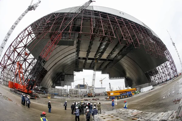 Construction New Safe Confinement Remains Chernobyl Nuclear Power Plant Ukraine — Stock Photo, Image