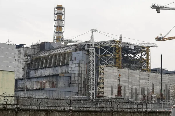 View Sarcophagus Covering Damaged Fourth Reactor Chernobyl Nuclear Power Plant Stock Image