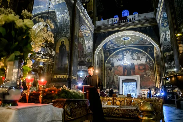 Interior Catedral Volodymyr Com Altar Fragmentos Pinturas Parede Afrescos Kiev — Fotografia de Stock