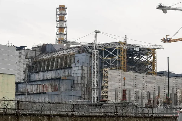 View Sarcophagus Covering Damaged Fourth Reactor Chernobyl Nuclear Power Plant Royalty Free Stock Images