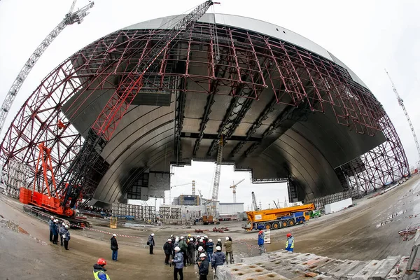 Construction New Safe Confinement Remains Chernobyl Nuclear Power Plant Ukraine — Stock Photo, Image