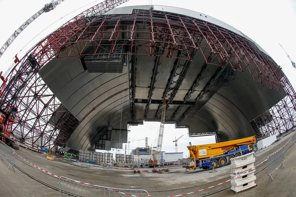 Construction New Safe Confinement Remains Chernobyl Nuclear Power Plant Ukraine — Stock Photo, Image