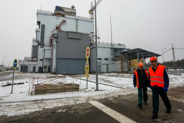 Ukrayna 'daki Çernobil nükleer enerji santralinde Sıvı Radyoaktif Atık Tedavi Tesisi' nin inşası. 