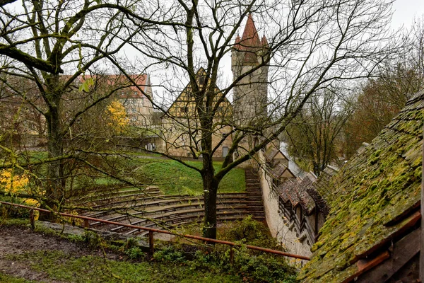 Vue Sur Tour Médiévale Depuis Parc Automne Burggarten Dans Vieille — Photo
