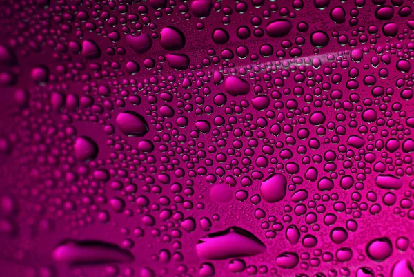 Gotas de agua sobre vidrio. Púrpura hermoso fondo abstracto. Macro —  Fotos de Stock
