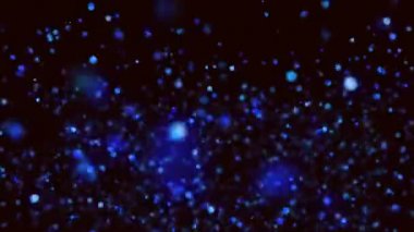 Soyut parlak mavi parıltılı parçacıklar. Parlayan Bokeh parıltılarıyla soyut bir arka plan. Parıldayan ışık.