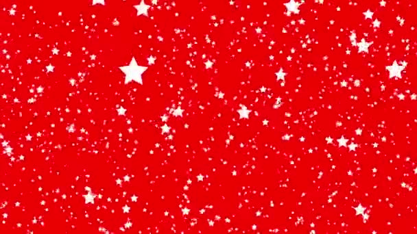 Estrellas Blancas Movimiento Azar Sobre Fondo Rojo Fondo Abstracto — Vídeo de stock