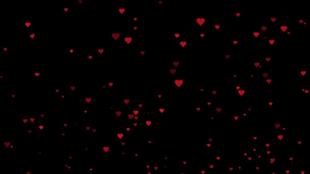 Le fond des cœurs. Animation pour carte de voeux Valentines, 8 mars, journée des femmes. Animation coeurs volants sur fond noir 