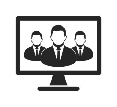 Çevrimiçi İş Grubu simgesi. Düz biçim vektörü Eps.