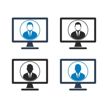 E-ticaret, E-İş Simgesi seti. Düz biçim vektörü Eps.