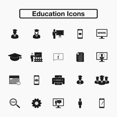 Eğitim Simgesi ayarlandı. Düz biçim vektörü Eps.