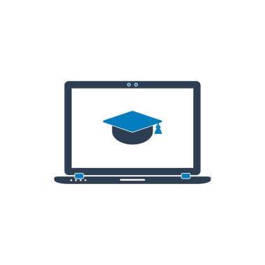 Çevrimiçi, E-Öğrenme Simgesi. Düz Biçim Vektör Eps.