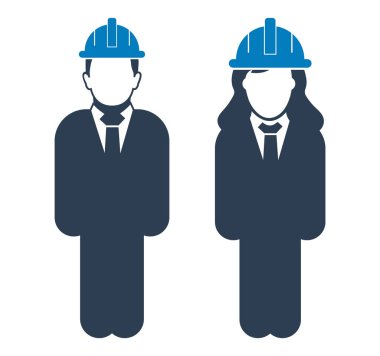 Ayakta Mühendis Çift Simgesi. Düz biçim vektörü Eps.