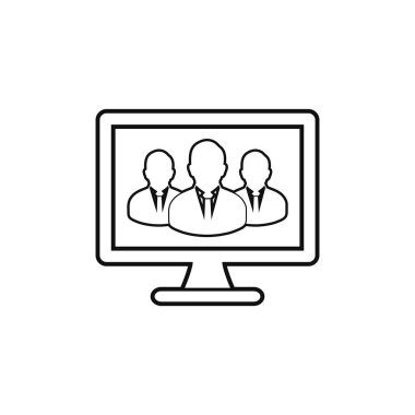 Online Business Team line icon. Flat style vector EPS.