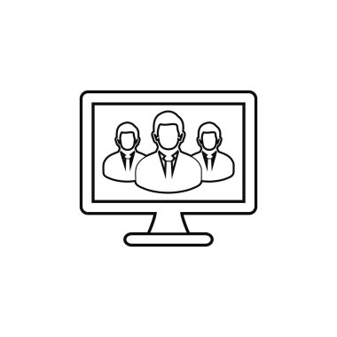 Online Business Team line icon. Flat style vector EPS.
