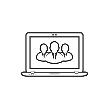 Online Business Team line icon. Flat style vector EPS.