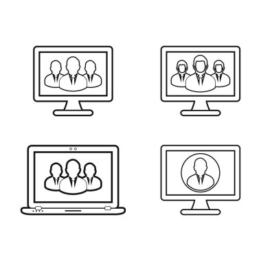 Online Business line icon set. Flat style vector EPS.