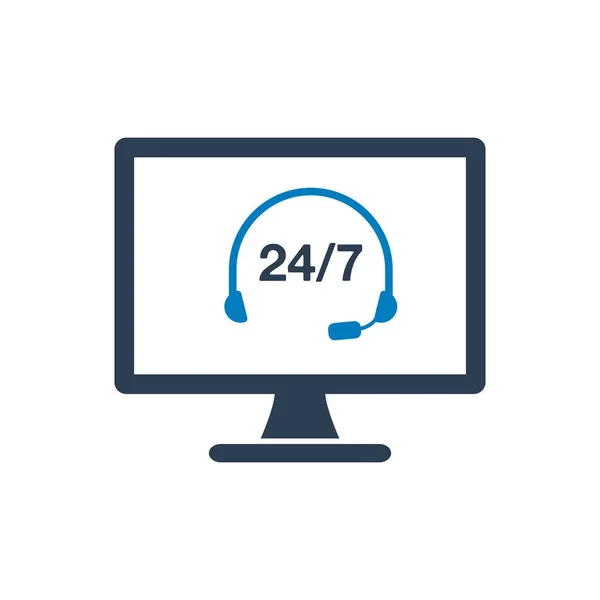 24/7 Online Customer Support, Help Icon. Flat style vector EPS. — 图库矢量图片