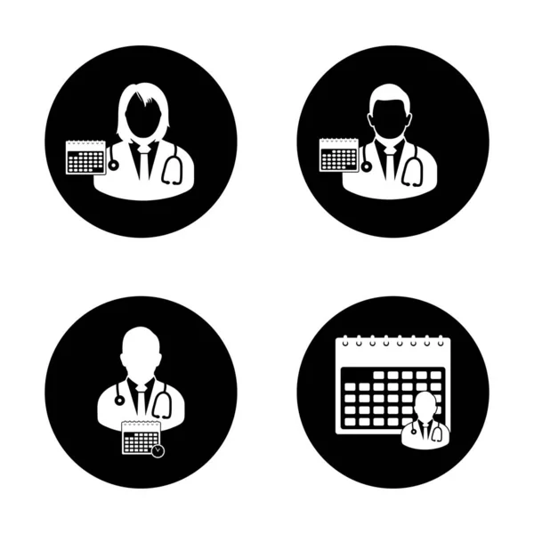 Doctor Appointment Icon Set. Rounded Button style vector EPS. — 스톡 벡터