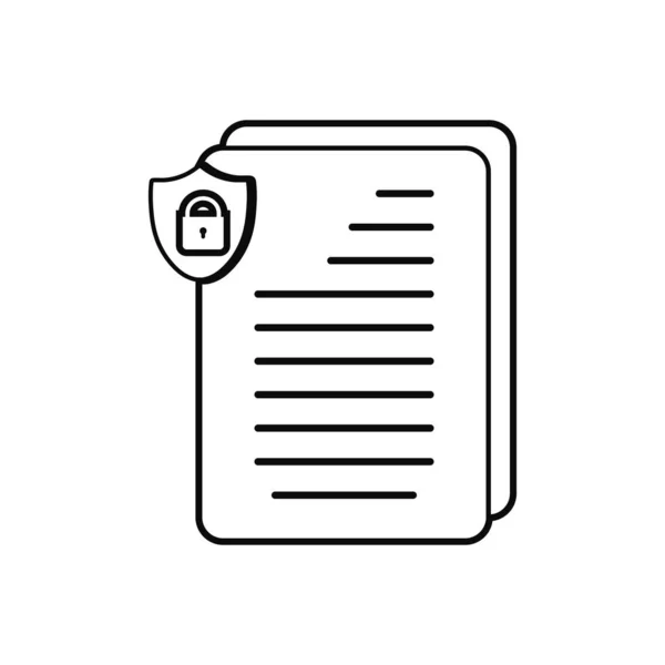 Protección de documentos, icono de línea de seguridad. Estilo plano vector EPS . — Vector de stock