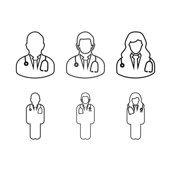 Doctor line icon set. Flat style vector EPS. — 스톡 벡터