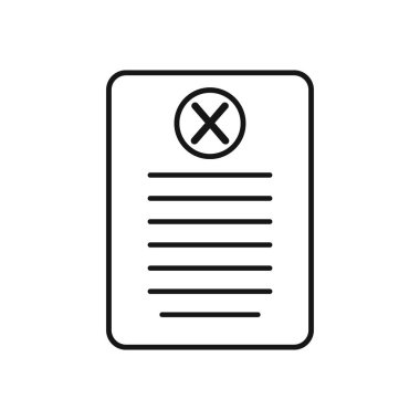 Geçersiz Dosya, Belge Satırı Simgesi. Düzenlenebilir Vektör Sembol İllüstrasyonu. 