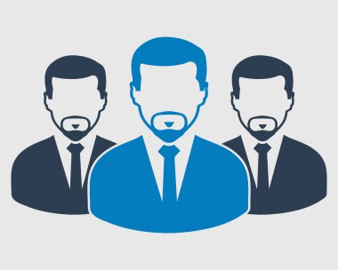 Kurumsal Takım Simgesi. Elemanlar liderin arkasında. Düz biçim vektörü EPS.