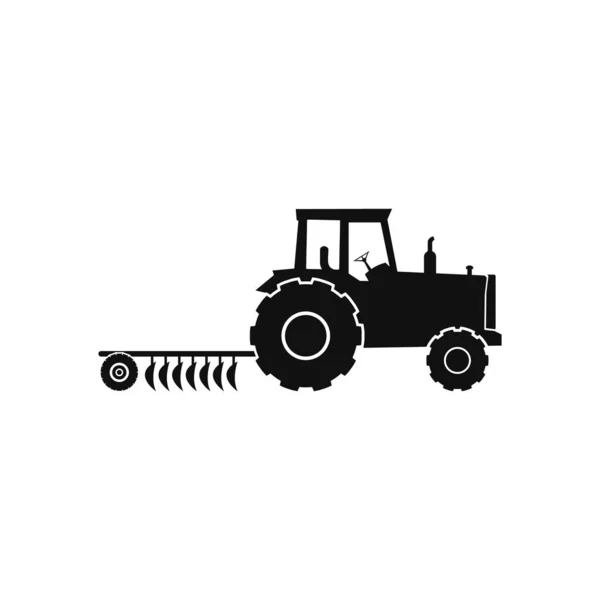 Farming Tractor Icon Flat Style Vector Eps — Stock Vector