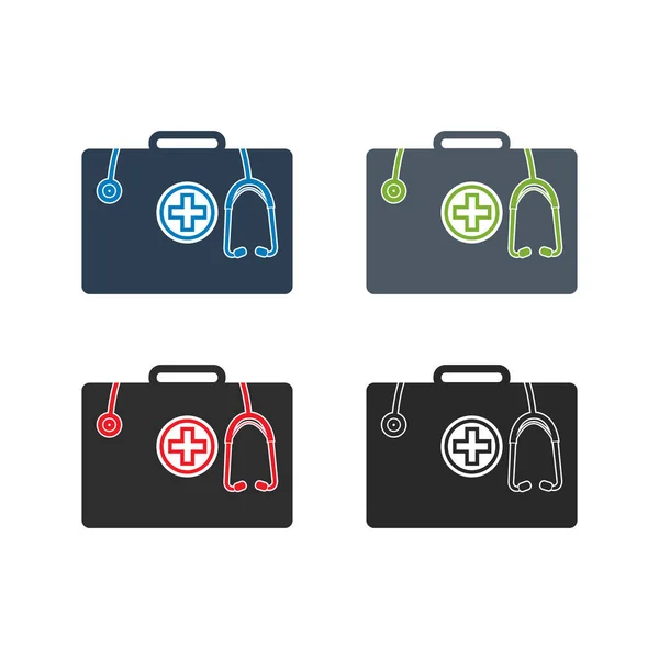 Verbandskasten Icon Set Vorhanden Flat Style Vektor Eps — Stockvektor