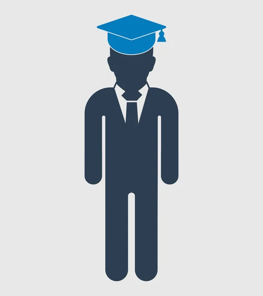 Icono Estudiante Graduado Símbolo Masculino Pie Sobre Fondo Gris Estilo — Vector de stock