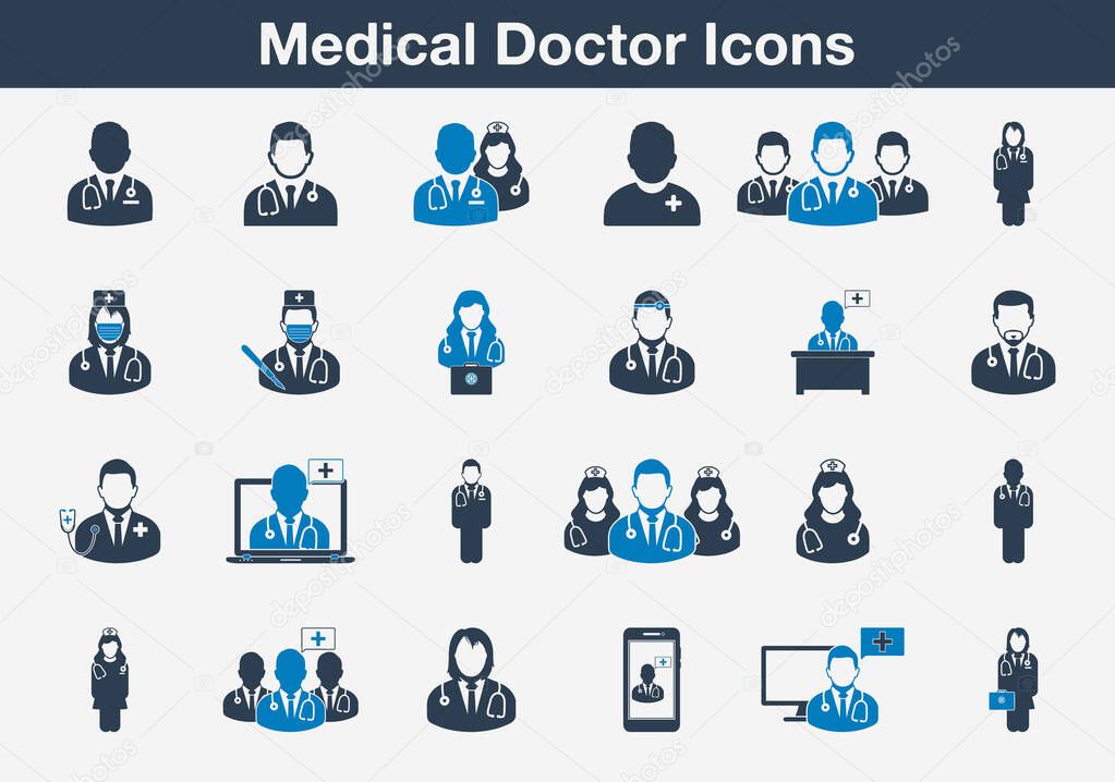 Medical Doctor Icons. Editable Vector EPS Symbol Illustration. 