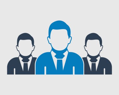 İş Takımı Simgesi. Elemanlar liderin arkasında. Düz biçim vektörü EPS.