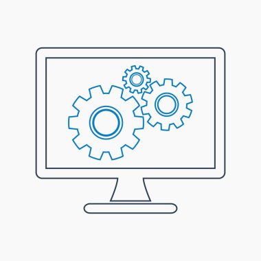 Bilgisayar Servis Simgesi. Satır biçimi vektör EPS.