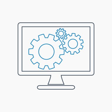 Bilgisayar Servis Simgesi. Satır biçimi vektör EPS.