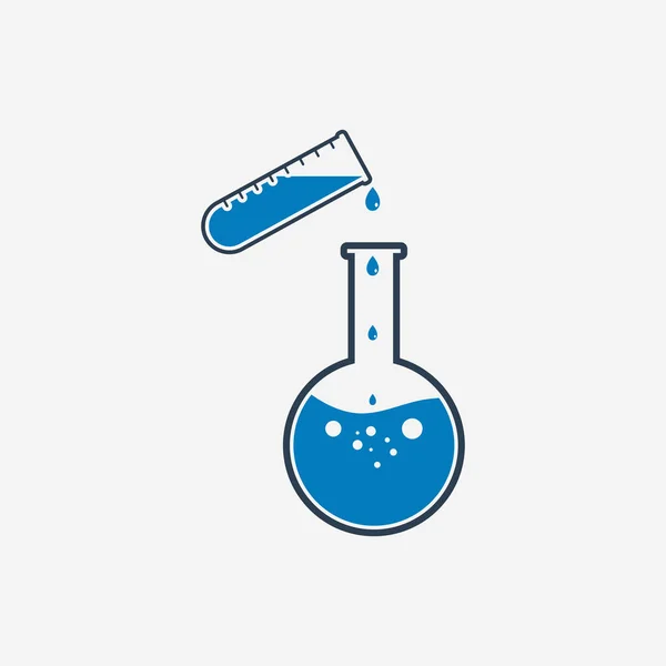 Icono Prueba Laboratorio Químico Con Matraz Rótulo Tubo Ilustración Símbolo — Vector de stock