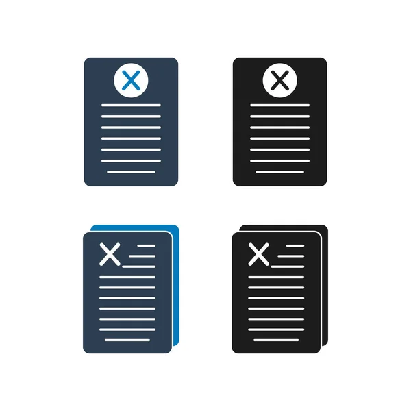 Invalid Document Icon Set Flat Style Vector Eps — Stock Vector