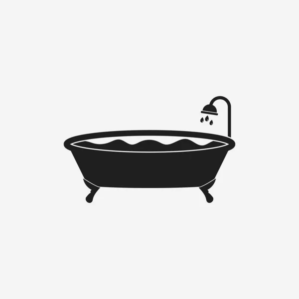 Simple Bathtub Icon Shower Sign Editable Vector Eps Symbol Illustration — Stock Vector