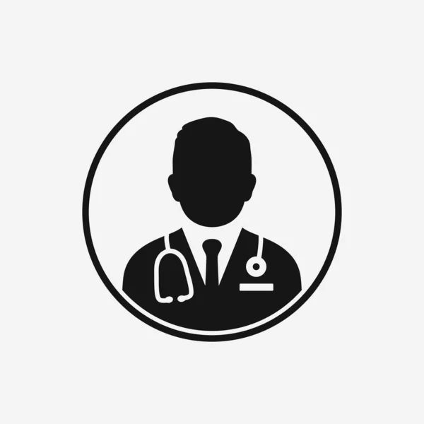 Lekarz Profil Lekarza Ikona Stetoskopem Znak Edytowalna Ilustracja Symbolu Wektora — Wektor stockowy