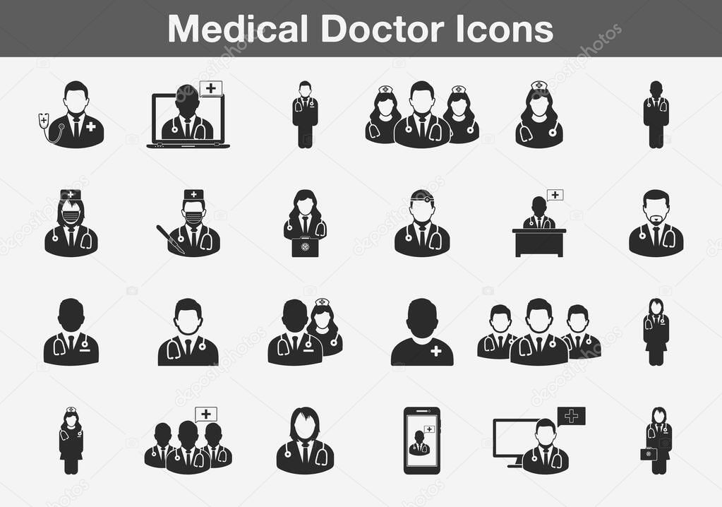 professional Doctor Icons. Editable Vector EPS Symbol Illustration. 